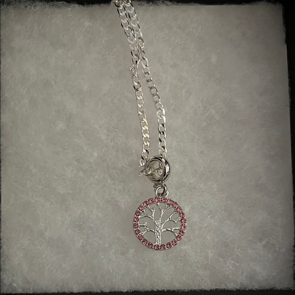 Daisy Maius Jewelry - Fashion Silver Tree of Life Pendant Necklace with Pink Crystals